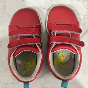Toddler Bright Red Velcro Sneakers with Playful Leopard Insole